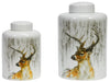 Deer White Jar with White Lid