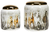 Stallion White Jar with Golden Lid